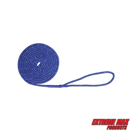 Extreme Max Extreme Max 3006.2489 BoatTector Double Braid Nylon Dock Line-1/2" x 25', Blue w Reflective Tracer 3006.2489